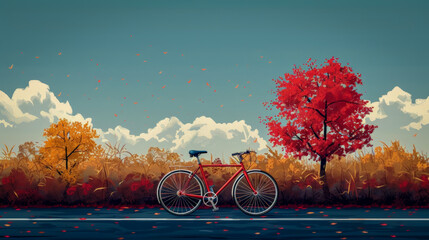 Wall Mural - Bicycle illustration with bold colors