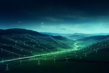 Wall Mural - abstract technology digital line electronic network data innovation concept background.