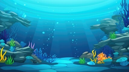 Wall Mural - Serene Underwater Oasis in Cartoon Style