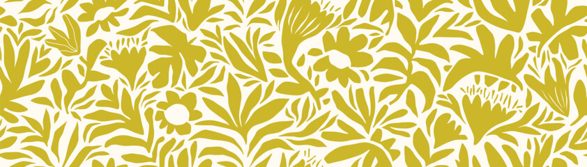 Organic abstract shapes floral pattern. leaf and flower shape organic seamless pattern. leaves silhouette summer pattern modern vector style on white background.