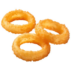 Wall Mural - 4 collection set of fried onion rings isolated on transparent or white background