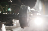 Fototapeta Zwierzęta - Close-up of a car's drum brakes.