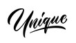 Unique - calligraphic text. Hand drawn lettering typography design. Unique calligraphic lettering for tee shirt design.