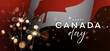 Canada Day banner with sparkler fireworks and flag