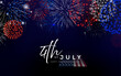 4th of July fireworks background with USA flag