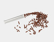 Chocolate Sprinkles Flowing Coming In The Air, Spilling Out From Silver Empty Packet 3D Illustration