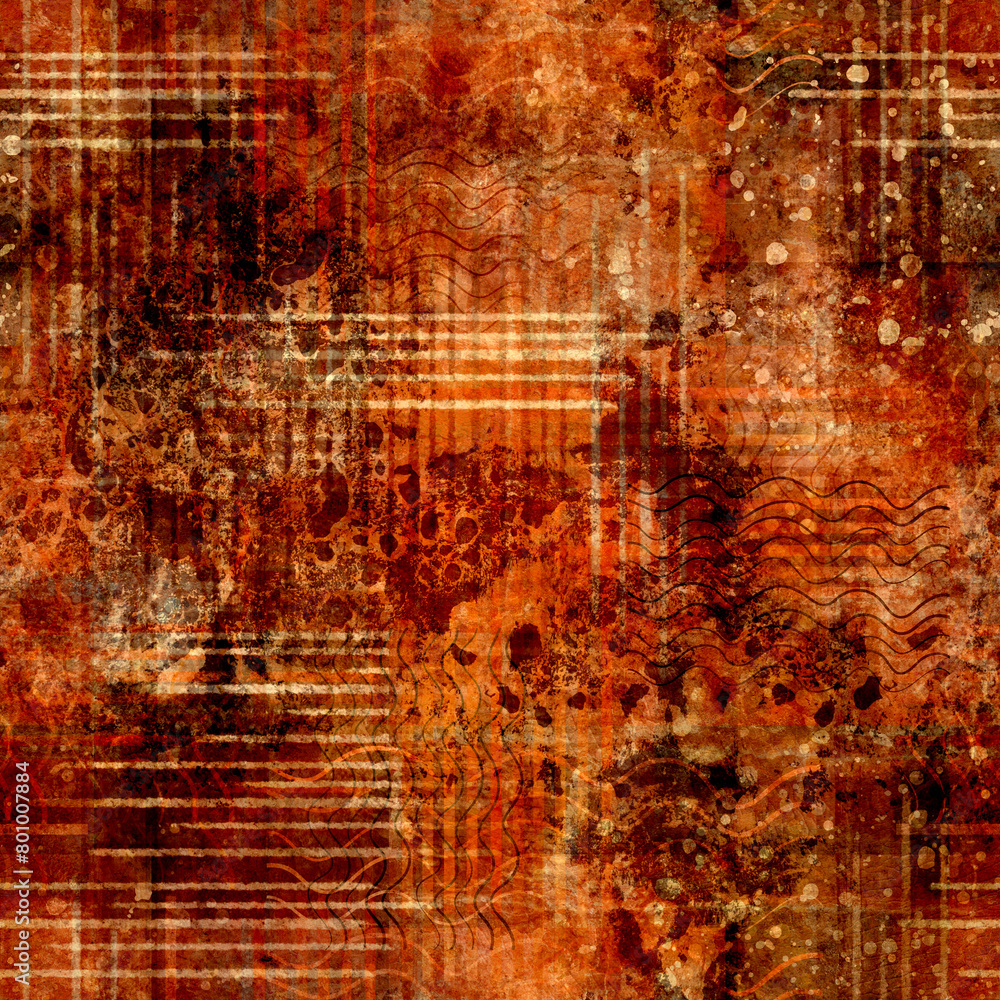 Weird crazy psychedelic grunge seamless texture. Digital art and ...