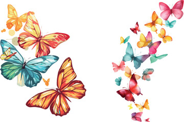 Aufkleber - Butterflies in flight. Colorful tropical butterfly decorative elements