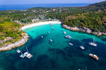 Wall Mural - Aerial view of Siam bay in koh Racha Yai also known as Raya Island in Phuket, Thailand