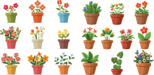 Aufkleber - Flower pots icons