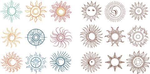 Sticker - Spring or sunny, sunlight or solar elements icon set