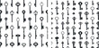 Simple black and white seamless pattern with different keys silhouettes