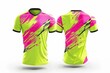 A 3D jersey with an electrifying color combination of neon yellow and hot pink