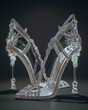 A pair of crystal jewelry high heels isolated on black background.