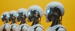 a group of humanoid robots, Smart factory, industry revolution