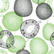 Hand drawn sketch style jackfruit seamless pattern. Organic fresh fruit vector illustration. Retro breadfruit background
