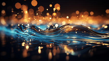 Wall Mural - abstract wave flow. sound oscillation design. flowing particles.