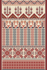 Poster - Traditional Palestinian Tatreez, seamless pattern vector template