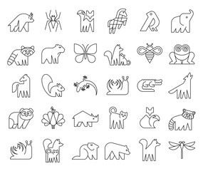 Naklejka na meble Animals logos collection. Animal logo set. Icon design
