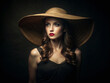 Beautiful girl in big hat. stylish beauty young lady