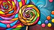 colorful tasty lollipop sweets illustration