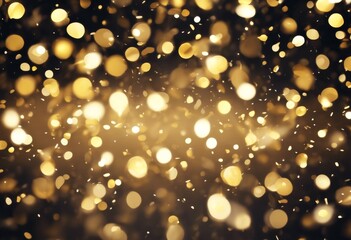 Wall Mural - 'gold black. banner focused. background abstract glitter lights. confetti glistering black night lux