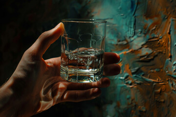 Wall Mural - Close up image of woman hold glass fresh water made by generative ai technology