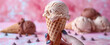 Primo piano gelato, sfondo rosa, vaniglia