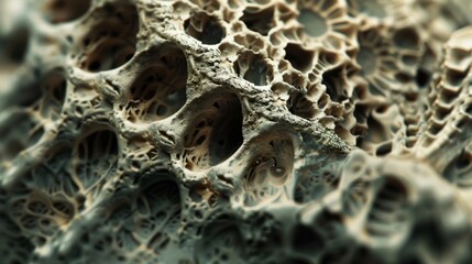 The image showcases a close-up view of a rock with intricate holes and patterns on its surface