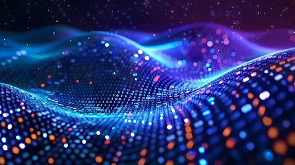 Wall Mural - futuristic data stream background. data transfer technology. cyberpunk technology, abstract backgrou