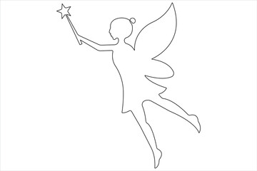  Fairy continuous one line art drawing of outline vector 
