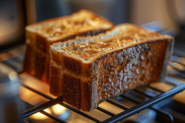 A toaster with a reheat function, warming toast without additional browning.