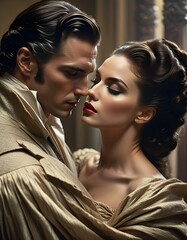 Wall Mural - portrait of a seductive historical romance couple