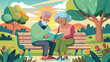 Elderly Couple Enjoying a Peaceful Reading Moment in the Park