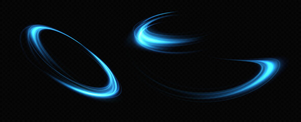 Aufkleber - Abstract light lines of movement and speed in blue. Neon lines of blue speed. Dynamic traces of light movement. Light wave of the trace, line of the trace.