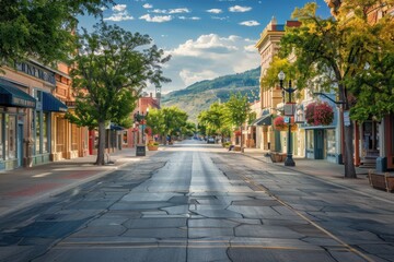 business street in provo, utah usa. center street downtown showcasing american architecture and city