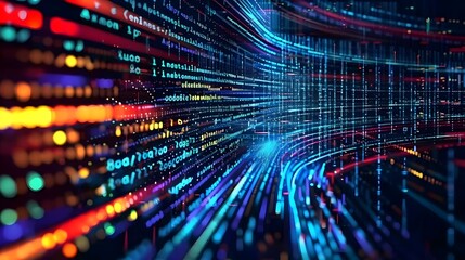 Wall Mural - data sorting. big data analytics stream. information classification. digital wallpaper, ai generativ