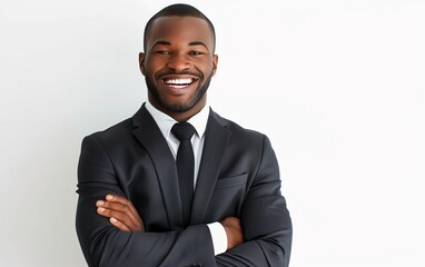 Wall Mural - Elegant Success: Portrait of a Smiling Young Black Businessman