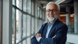© willian - Portrait of a middle-aged businessman man demonstrating confidence and maturity in the business environment in luxurious corporate office.