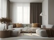 Empty painted wall.Living room furniture and blank background.Bedroom interior trend 2024 year Modern luxury apricot room interior home designs. living room designs.Home decor trend. 3d render