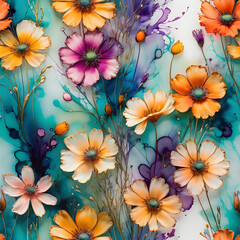 Wall Mural - seamless pattern with flowers