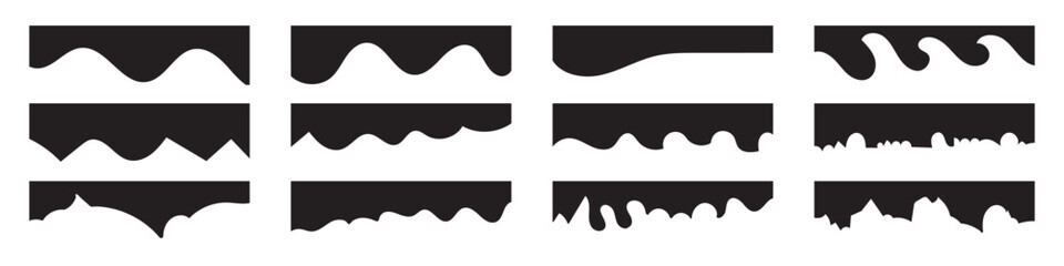Wall Mural - divider shape for website set. abstract design elements for top and bottom web page. wave shape, cur