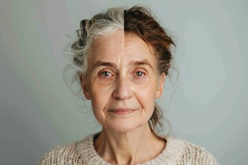 Wall Mural - Modern aging depicted through vitality and woman portraits integrate generation shifts into mental aging processes.