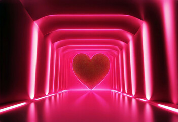 Wall Mural - 'love background story banner concept 3d invitation pink day happy wedding tunnel gradient minimal h