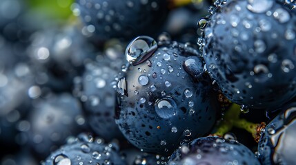 Dew-Kissed Elegance: A Close-Up View of Fresh, Juicy Grapes Adorned with Sparkling Water Droplets