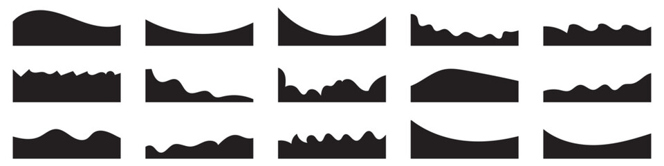 Wall Mural - divider shape for website set. abstract design elements for top and bottom web page. wave shape, cur