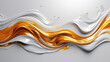 White and golden wavy luxury background. Abstract liquid art. Three-dimensional visual effect. Inspiration mix of 3d art and fluid art. Contemporary trendy cover, design, poster, header