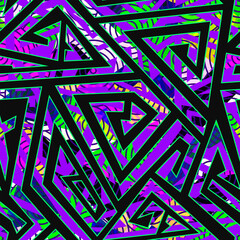 Poster - Neon geometric. Seamless pattern