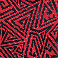 Wall Mural - Black and red maze. Seamless pattern
