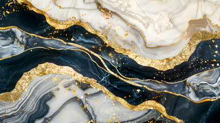 Wall Mural - marbling textures and mosaic with golden decor marble background. Generative AI.